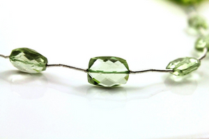 Natural green amethyst faceted drop, 8x10-9x12mm, (AMG/CHK/ 8x10-9x12) - Beadspoint
