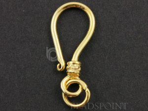 Gold Vermeil Sterling Silver Fancy Hook Clasp w/ Ring, (VM/6426) - Beadspoint