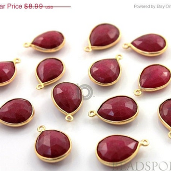 Dyed Ruby Faceted Pear Shape Bezel, (BZC7288-A) - Beadspoint