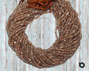Chocolate Moonstone Faceted Roundel Beads, (CMNS4RNDL) - Beadspoint