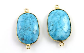 Turquoise Faceted Oval Connector, (BZCT8109) - Beadspoint