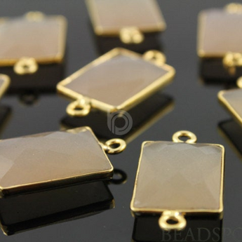 Natural Sand Faceted Chicklet Connector (BZC7450) - Beadspoint