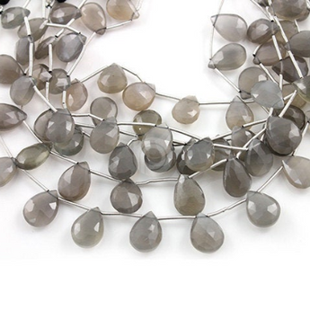 Grey Moonstone Faceted Pear Drops, (GMNS9x12Pear) - Beadspoint