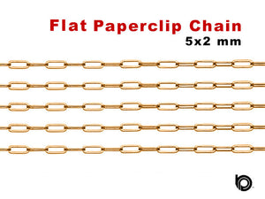 Gold Filled Flat Paperclip Chain, 5x2 mm, (GF-020)