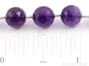 African Amethyst Faceted Round Beads, ( AM8-10FRND) - Beadspoint