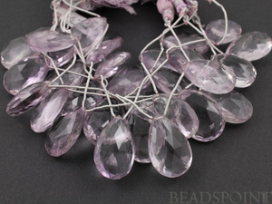 Pink Amethyst Large Faceted Flat Pear Drops, (PAMLRGPear) - Beadspoint