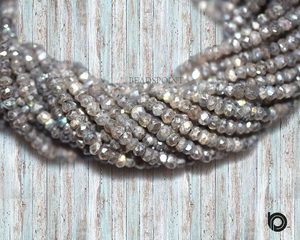 Labradorite AB Silver Coated Rondelles Beads,  (LBRD4RNDLAB) - Beadspoint