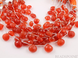 Carnelian Micro Faceted Heart Drops, (CAR9x9Fhrt) - Beadspoint