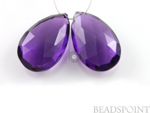Purple Amethyst Faceted Pear Drops,  (AM24x16PR) - Beadspoint