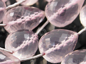 Rose Quartz Straight Long Drilled Faceted Tear Drops,(RQ10x16TEARLD) - Beadspoint