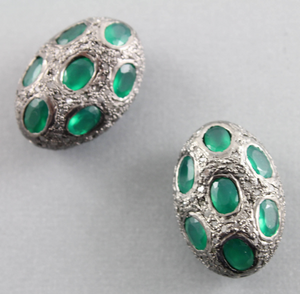 Pave Diamond & Emerald Nugget Style Bead, (DBD-267) - Beadspoint