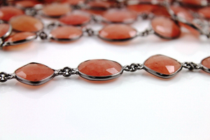Carnelian Faceted Bezel Chain, (BC-CAR-53) - Beadspoint