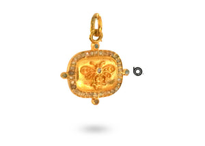 Pave Diamond Queen Bee Medallion Charm, (DCH-152)