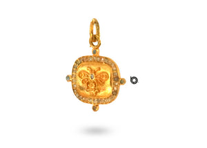 Pave Diamond Queen Bee Medallion Charm, (DCH-152)