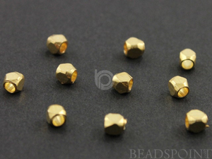 Sterling Silver Vermeil Faceted Nugget Tiny Beads,10 Pieces (VM/6301/3) - Beadspoint