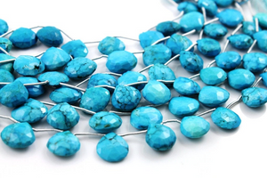 Turquoise faceted Heart Drop,  (TQB/HRT/10-12) - Beadspoint