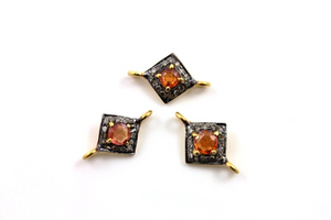 Pave Diamond Orange Sapphire Connector, (DCH/CR57) - Beadspoint