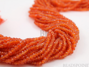 Carnelian Micro Faceted Roundel Beads, (CARmicrndl) - Beadspoint