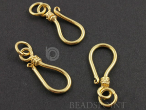 Gold Vermeil Sterling Silver Fancy Hook Clasp w/ Ring, (VM/6426) - Beadspoint