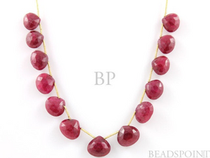 Ruby Faceted Heart Drops,4 Pieces, (Rby8-9Hrt) - Beadspoint