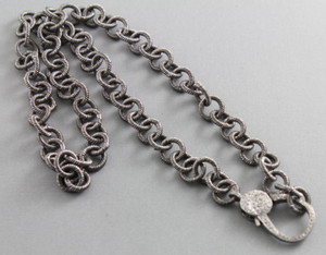 Pave Diamond Soldered Round Link Chain with Diamond Lobster Clasp , (DCHN-16) - Beadspoint