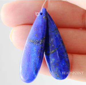 Lapis Cabochon Cab Pair Earring Large Hole, (SP-5194) - Beadspoint