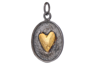 Sterling Silver Two Tone Heart Artisan Handmade Pendant, (AF-462)