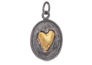 Sterling Silver Two Tone Heart Artisan Handmade Pendant, (AF-462)