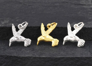 Sterling Silver humming Bird Artisan Handmade Pendant, (AF-469)