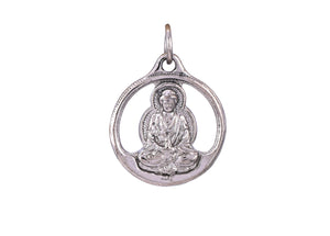 Sterling Silver Meditating Buddha Artisan Handmade Pendant, (AF-472)