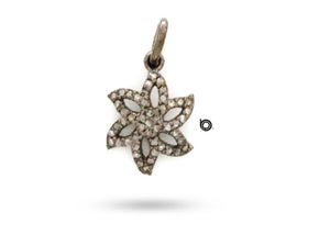 Pave Diamond Six Petals Flower Charm, (DCH-150)