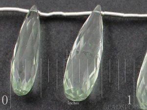 Green Amethyst Micro Faceted Pencil Tear Drops, (GAMsmpencil) - Beadspoint