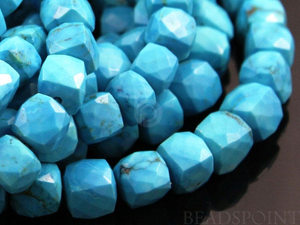 Turquoise Medium Faceted Cubes,  (TRQ6Cube) - Beadspoint