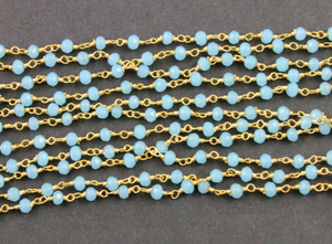 Aqua Chalcedony wire wrapped Rosary, (RS-ACL-104) - Beadspoint