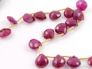 Ruby  Faceted Heart  Drops , 6 Pieces, (Rby6-8Hrt) - Beadspoint