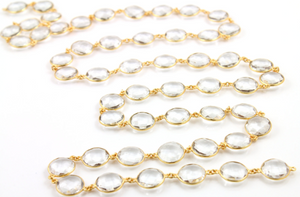 Rock Crystal Faceted Puff Coin Chain, (BC-CRY-128) - Beadspoint
