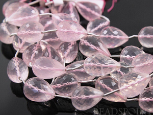 Rose Quartz Straight Long Drilled Faceted Tear Drops,(RQ10x16TEARLD) - Beadspoint
