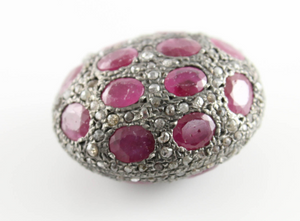 Pave Diamond and Ruby Bead, (DF/BD216/RB) - Beadspoint