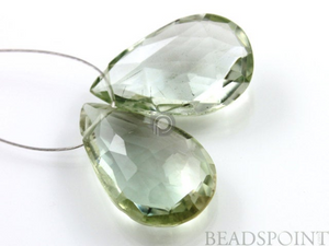 Green Amethyst Faceted Pear Drops, 1 Pair, (GAM23x15PR) - Beadspoint