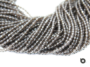 Smokey Roundel Micro Faceted Rondelle Beads, (SMOKY-2.5FRNDL) - Beadspoint