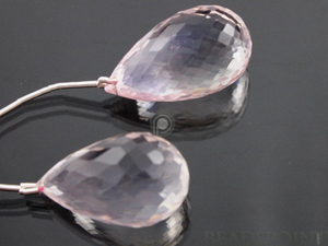 Rose Quartz Large Faceted Tear Drops, (RQ26x13PR) - Beadspoint