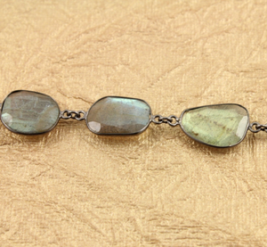 Flashy Blue Labradorite Faceted Oval Rosary, (GMC/LAB/367) - Beadspoint