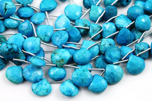 Turquoise faceted Heart Drop,  (TQB/HRT/10-12) - Beadspoint