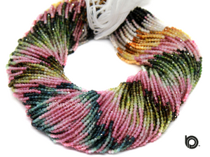 Tourmaline Roundel Micro Faceted Rondelle Beads, (TOUR-2RNDL) - Beadspoint