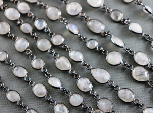 Rainbow Moonstone Faceted Mix Cut Stone Chain, (BC-RNB-146) - Beadspoint