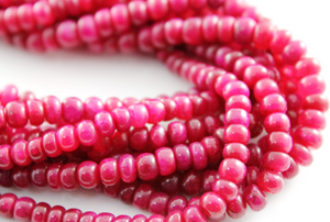 Ruby Smooth Rondelle Beads, (RBY/SRNDL/5-6) - Beadspoint