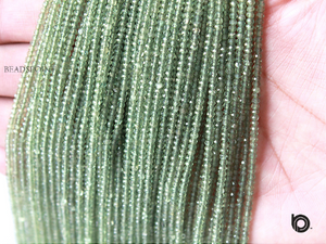 Green Amethyst Micro Faceted Rondelle Beads, (GAMST-2.5FRNDL) - Beadspoint