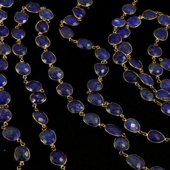 Lapis Faceted Bezel Chain, (BC-LAP-67) - Beadspoint
