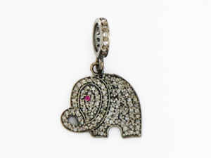 Pave Diamond Elephant Charm, (DCH-12) - Beadspoint