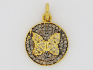 Pave Diamond Two Tone Butterfly Charm, (DCH-41) - Beadspoint